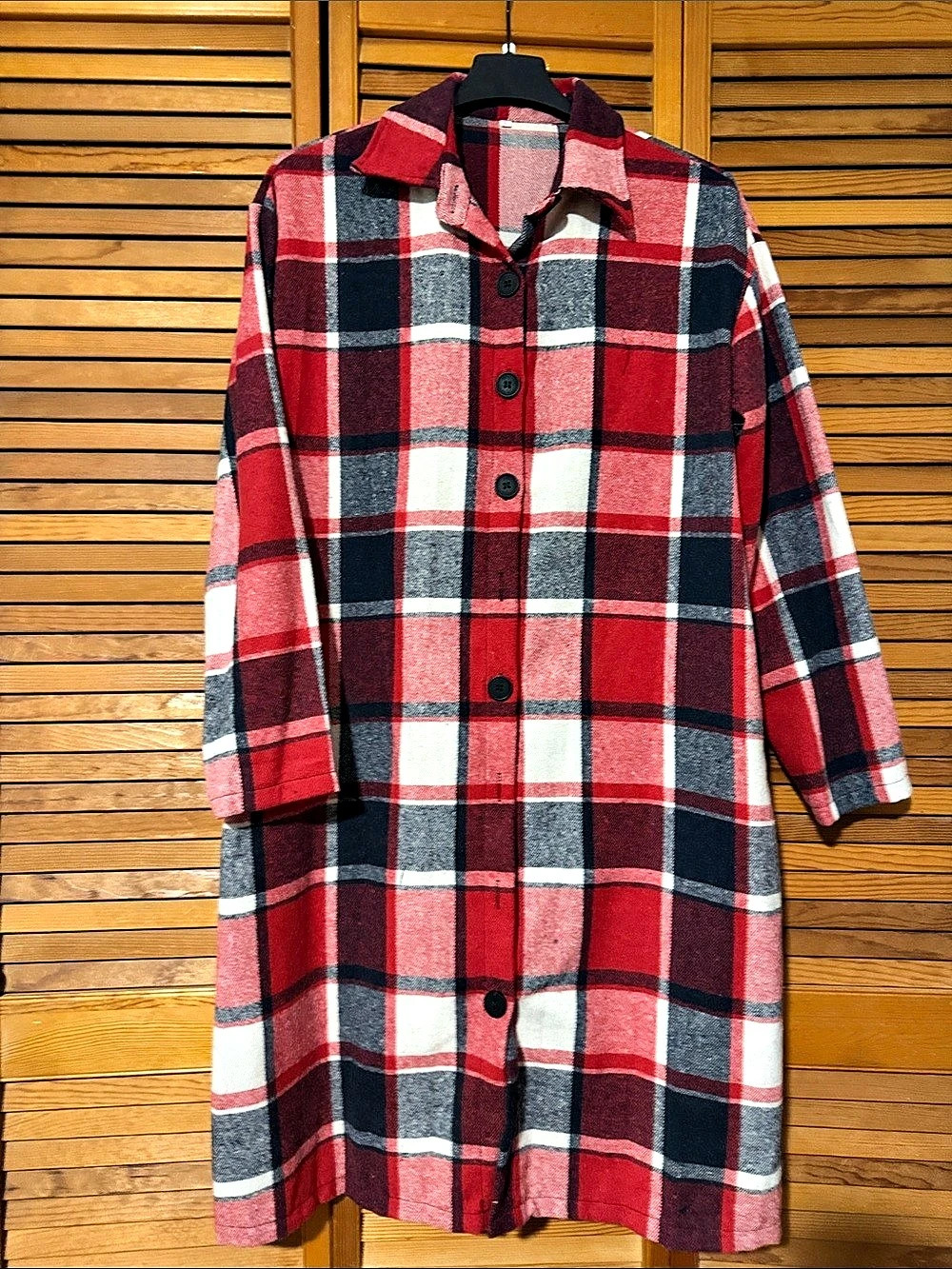 Plaid Midi Dress in Red & Black Like New